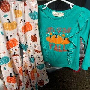 Marie Nicole Kids Fall Matching Set - Teal and Orange